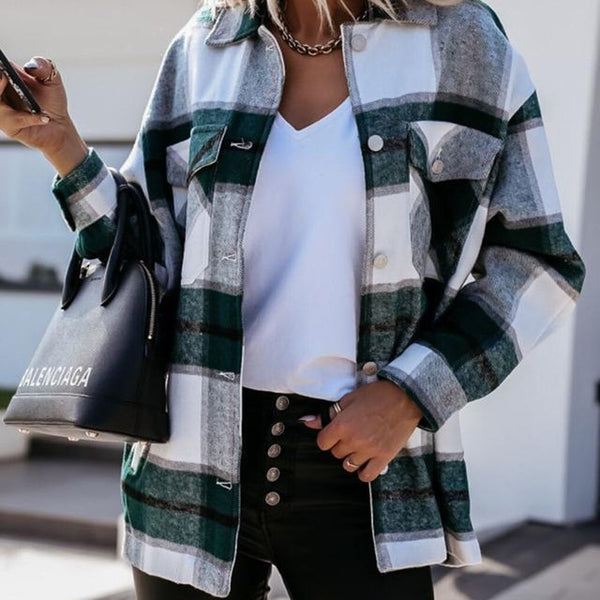 Shirts For Women Plaid Long Sleeve Button Up Shirt Collared Tops And Blouse  Autumn Spring Fashion Loose Casual Black White