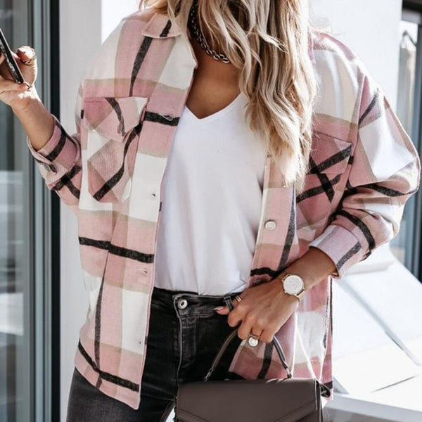 Shirts For Women Plaid Long Sleeve Button Up Shirt Collared Tops And Blouse  Autumn Spring Fashion Loose Casual Black White