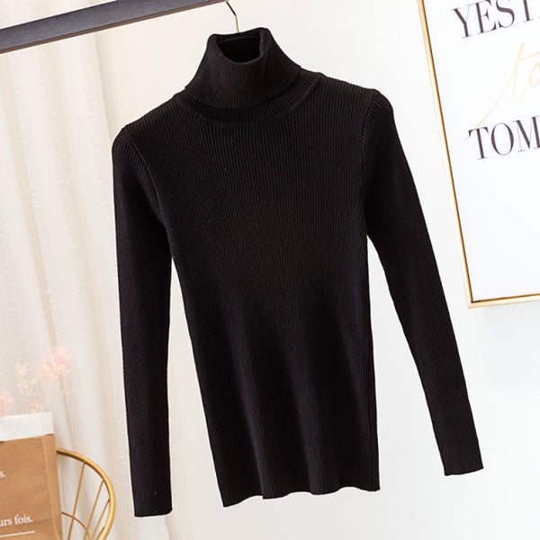 Autumn Winter Knitted Sweater Pullovers Turtleneck Sweater for Women Long Sleeve White Black Soft Female Jumper Clothing