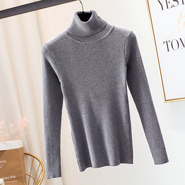 Autumn Winter Knitted Sweater Pullovers Turtleneck Sweater for Women Long Sleeve White Black Soft Female Jumper Clothing