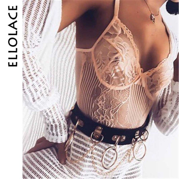 Ellolace Neon Summer 21 Colors Lace Bodysuit Women Floral Embroidery Bow Tie Transparent  Bodysuit Jumpsuit